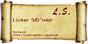 Licker Sándor névjegykártya